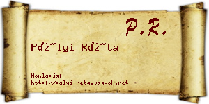 Pályi Réta névjegykártya